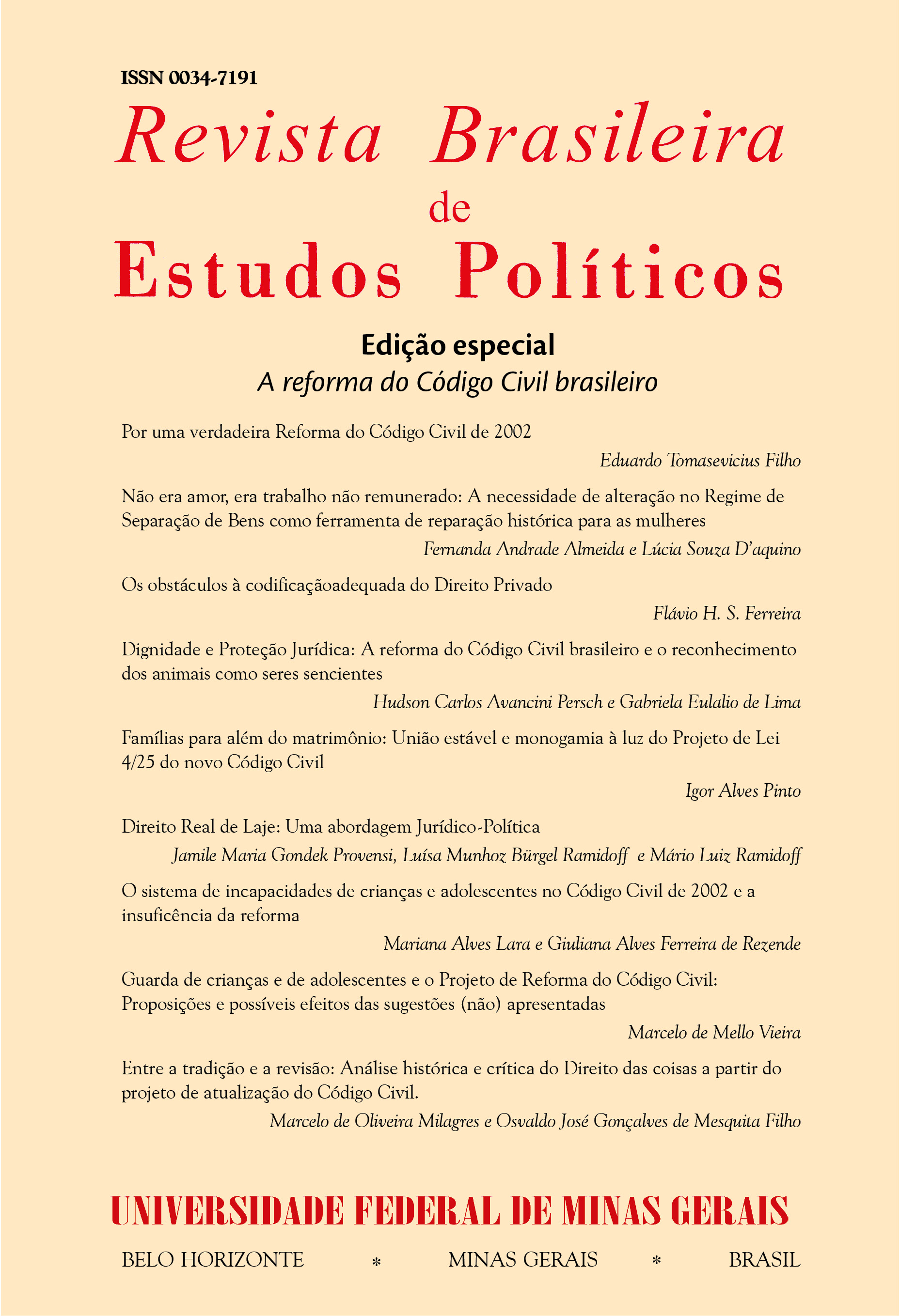 					Visualizar v. 130 n. 2 (2025): Edição Especial: A reforma do Código Civil brasileiro
				